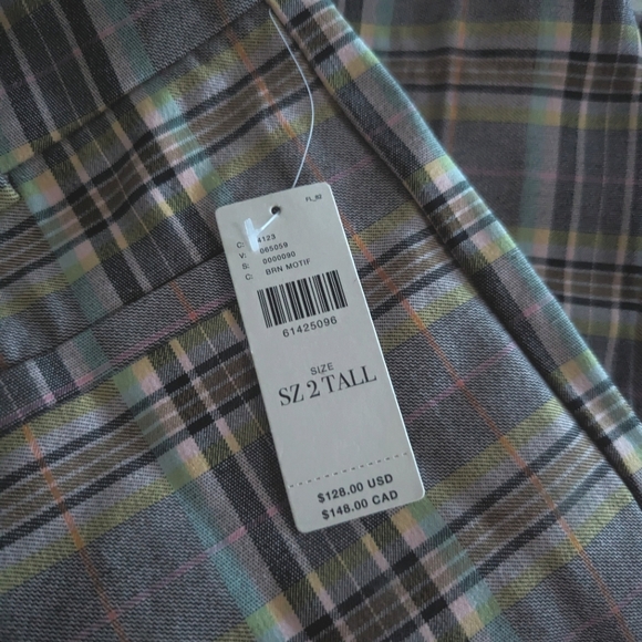 TALL Anthropologie Maeve Essential Slim Flare Plaid Pants - Picture 7 of 7